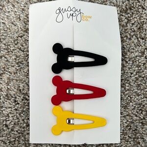 Mickey Mouse Hair Clips - Black, Red, Yellow